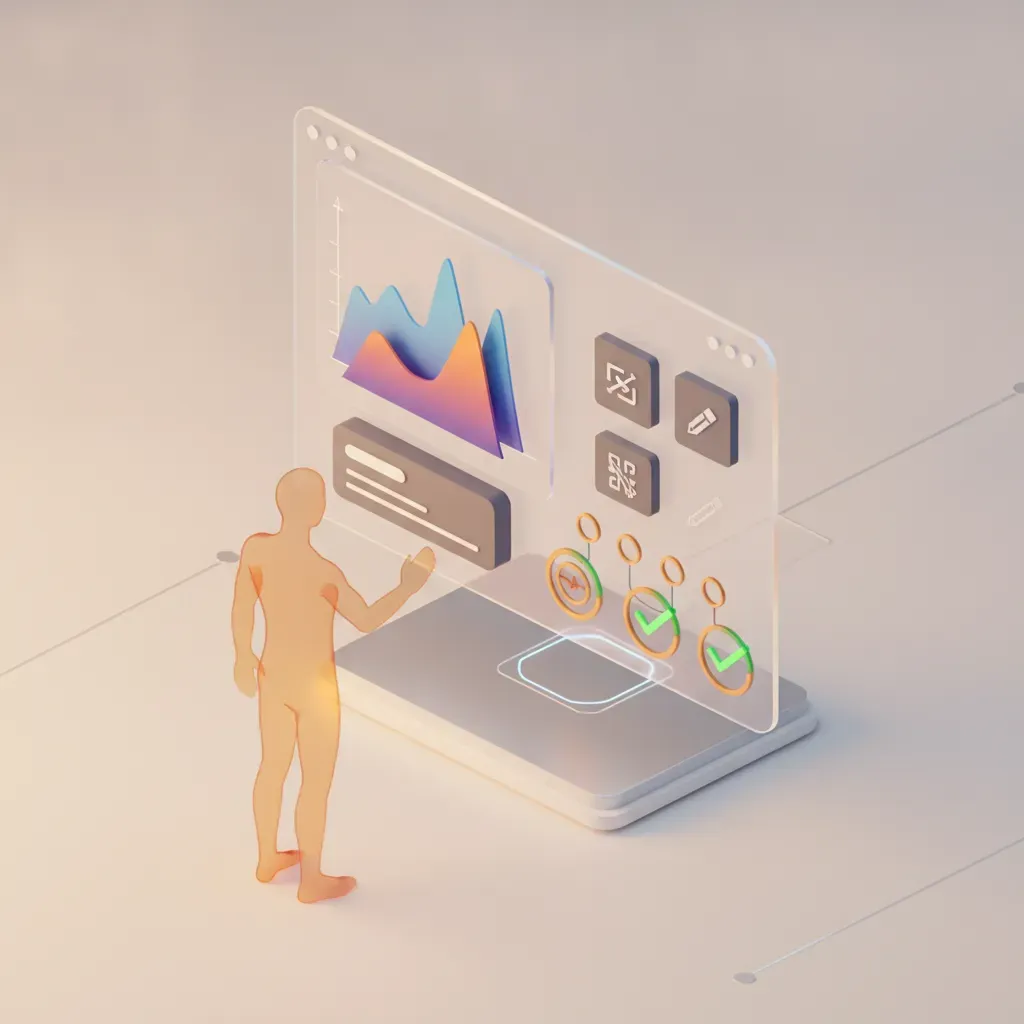 A modern 3D illustration of a digital content review and approval dashboard, highlighting professional teamwork and data-driven workflow.