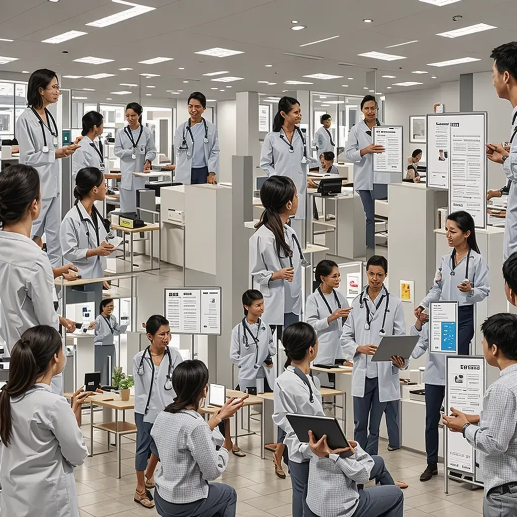 ภาพบรรยากาศคลินิกความเก้่าวงยุคที่แพทย์กำลังให้คำปรึกษาแก่คนไข้ด้วยเทคโนโลยีดิจิทัล สร้างความไว้วางใจ