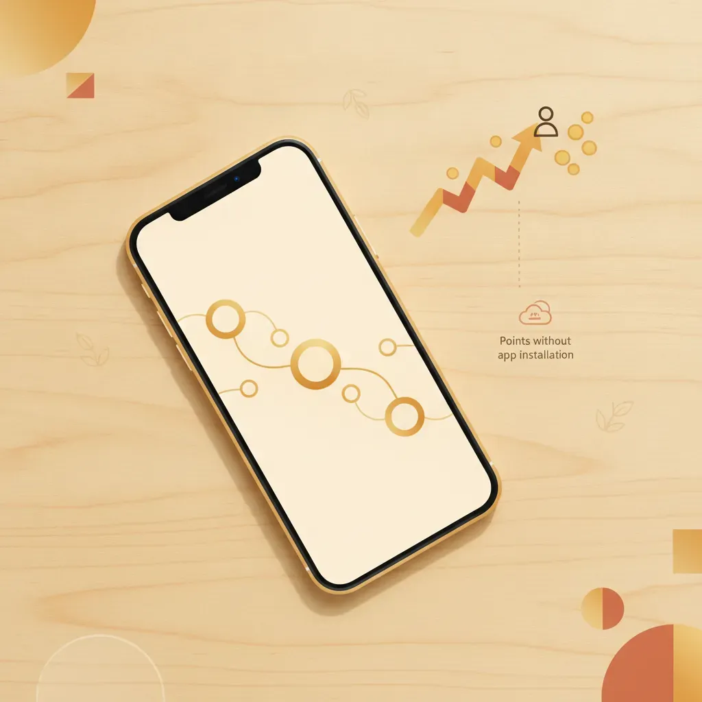 Graphic illustration of a mobile loyalty program interface on a smartphone screen, representing a seamless customer experience without needing to download an app.