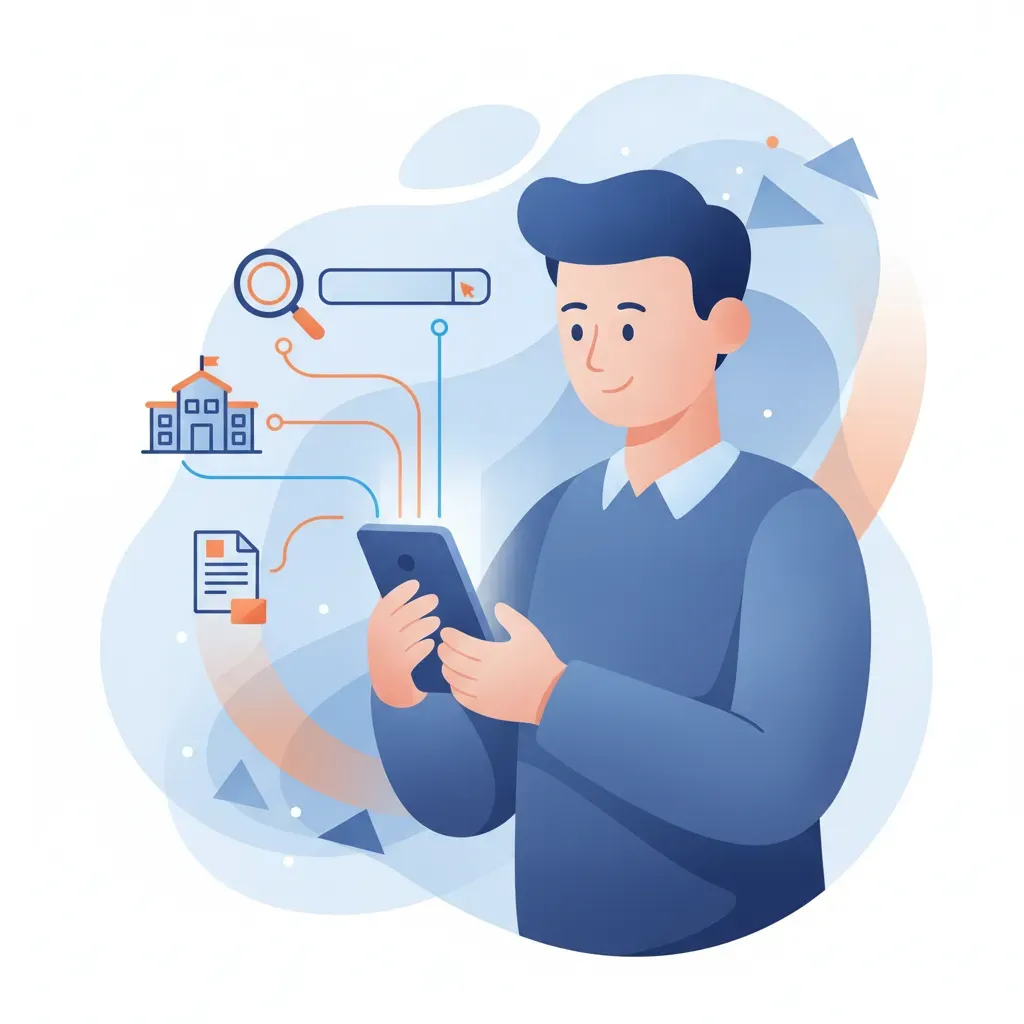 ภาพประกอบแสดงแนวคิด Micro-Moments ในการค้นหาข้อมูลสถาบันการศึกษาของผู้ปกครองผ่านสมาร์ทโฟน