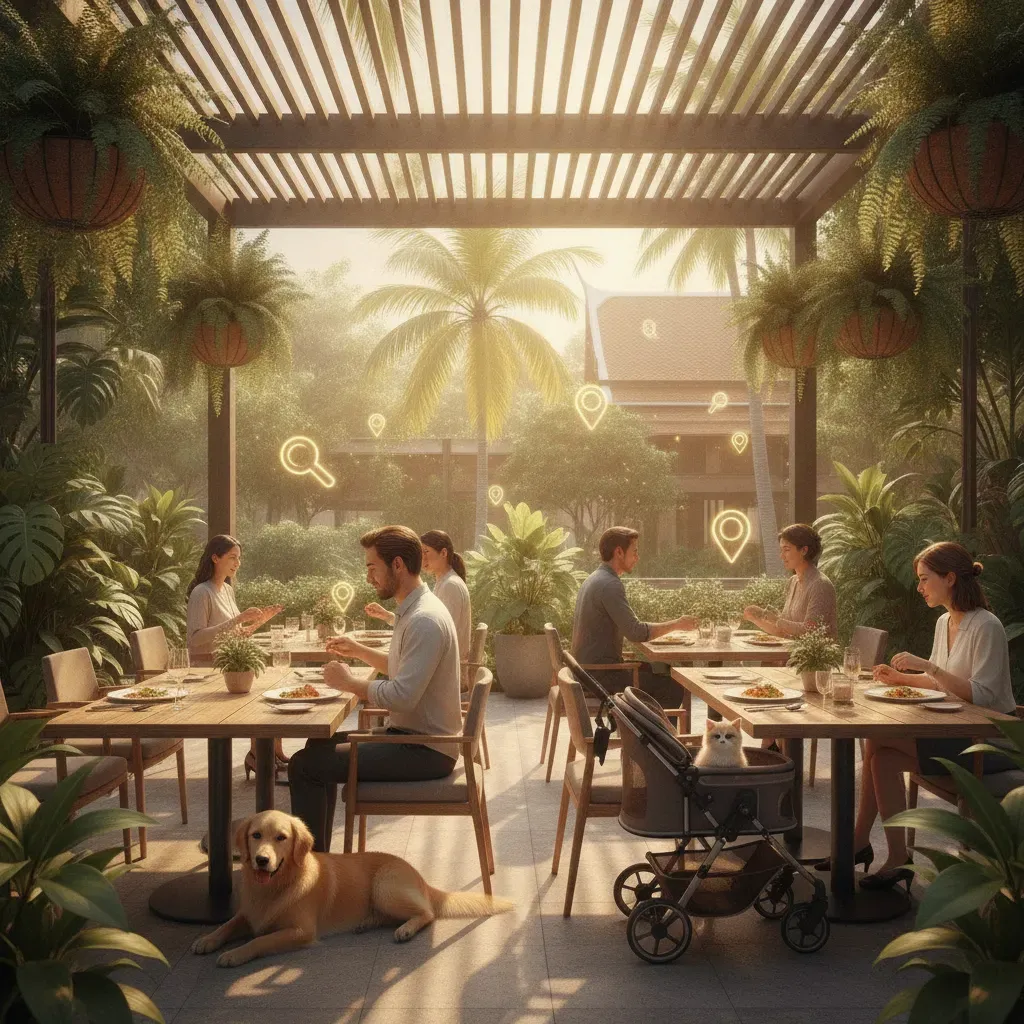 บรรยากาศร้านอาหารสไตล์ Pet-Friendly ที่ลูกค้าและสัตว์เลี้ยงใช้เวลาแห่งความสุขร่วมกัน